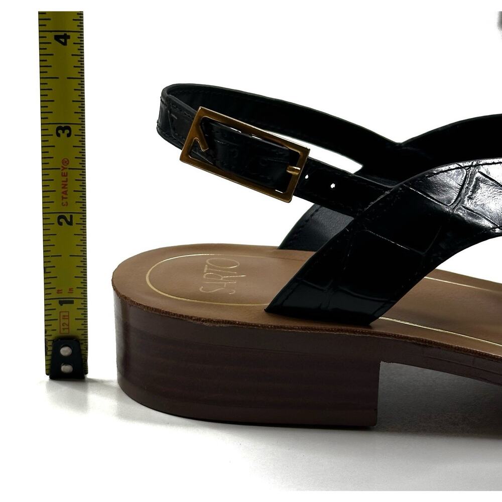 Franco Sarto Iris Womens Black Croco Leather Slingback Thong Sandals Size 9M New - Picture 7 of 10